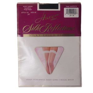 Hanes Silk Reflections Thigh Highs Jet Size AB